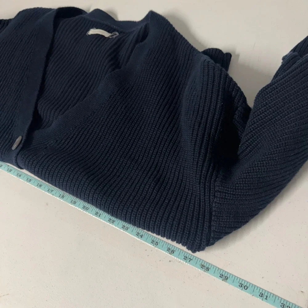 Outerknown Navy Blue Organic Cotton Baby Alpaca Ribbed Cardigan Sweater XS/S